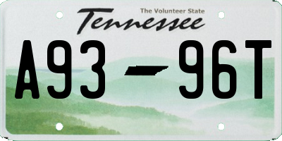 TN license plate A9396T