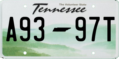 TN license plate A9397T