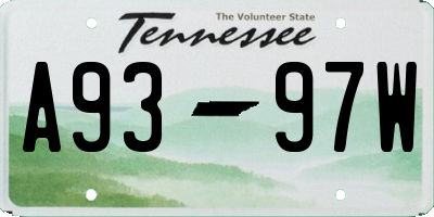 TN license plate A9397W