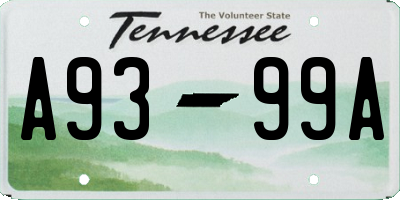 TN license plate A9399A