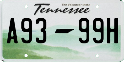 TN license plate A9399H