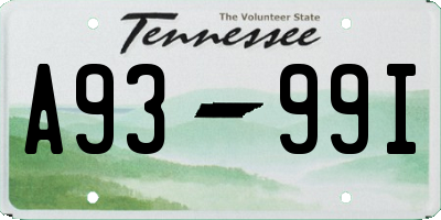 TN license plate A9399I