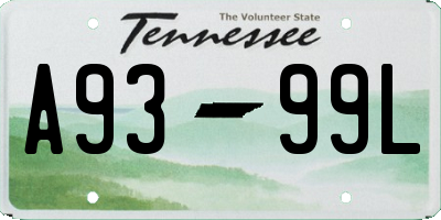 TN license plate A9399L