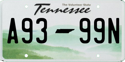 TN license plate A9399N