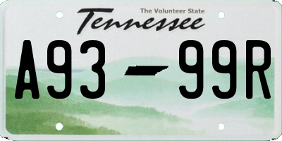 TN license plate A9399R