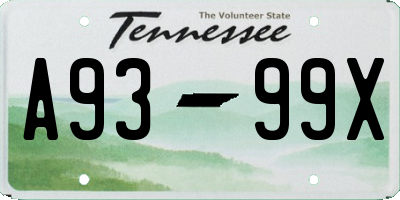 TN license plate A9399X