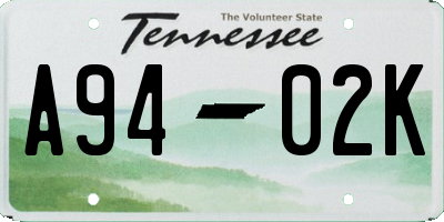 TN license plate A9402K