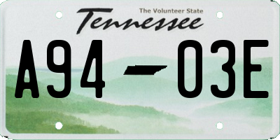 TN license plate A9403E