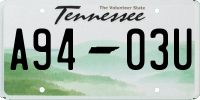 TN license plate A9403U