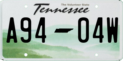 TN license plate A9404W
