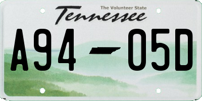 TN license plate A9405D