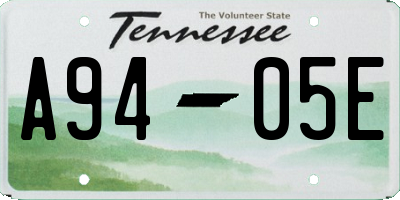 TN license plate A9405E
