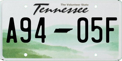 TN license plate A9405F
