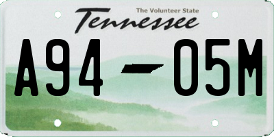 TN license plate A9405M