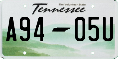 TN license plate A9405U