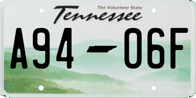 TN license plate A9406F