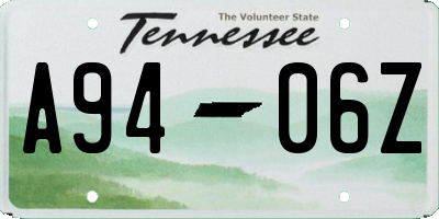 TN license plate A9406Z