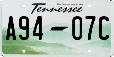 TN license plate A9407C