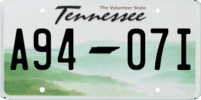 TN license plate A9407I