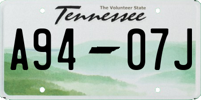 TN license plate A9407J