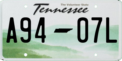 TN license plate A9407L