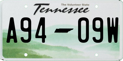 TN license plate A9409W