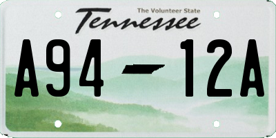 TN license plate A9412A