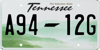 TN license plate A9412G