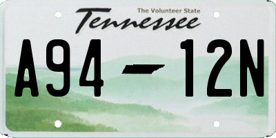 TN license plate A9412N