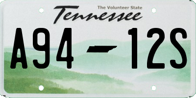 TN license plate A9412S