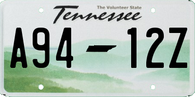 TN license plate A9412Z