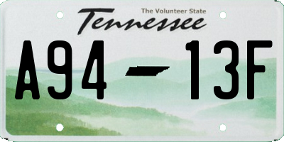 TN license plate A9413F