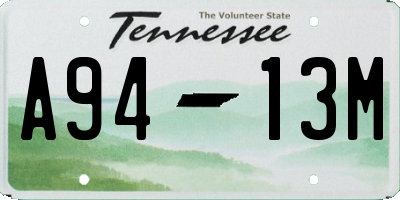 TN license plate A9413M