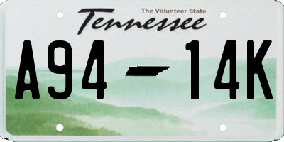 TN license plate A9414K