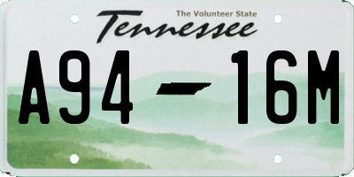 TN license plate A9416M