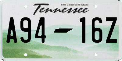 TN license plate A9416Z