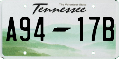TN license plate A9417B