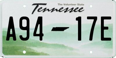 TN license plate A9417E