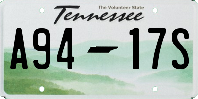 TN license plate A9417S
