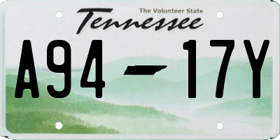 TN license plate A9417Y