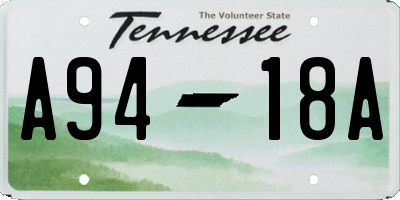 TN license plate A9418A