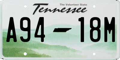 TN license plate A9418M
