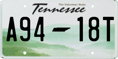 TN license plate A9418T