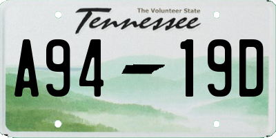 TN license plate A9419D