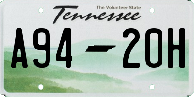 TN license plate A9420H