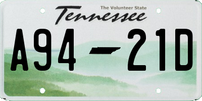 TN license plate A9421D
