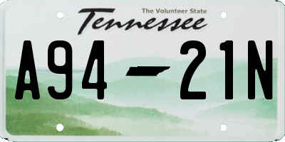 TN license plate A9421N