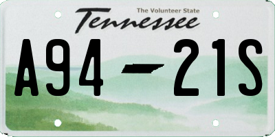 TN license plate A9421S