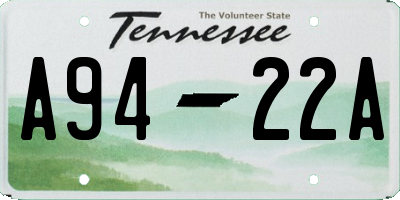 TN license plate A9422A