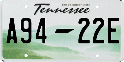 TN license plate A9422E